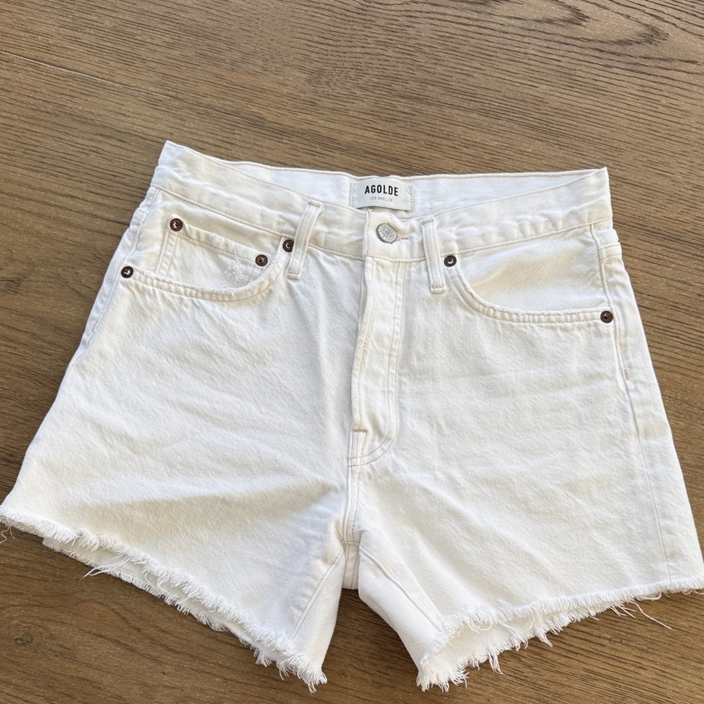 AGOLDE Parker Long Women's White Denim Shorts